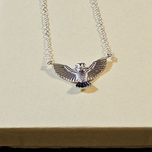 Flying Owl Necklace - Silver
